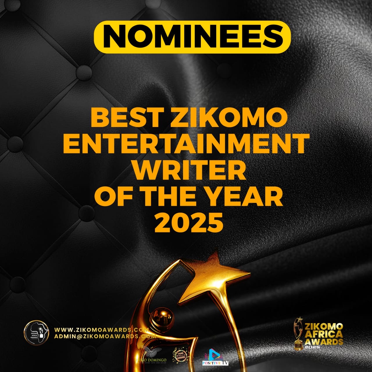 BEST ZIKOMO ENTERTAINMENT WRITER OF THE YEAR